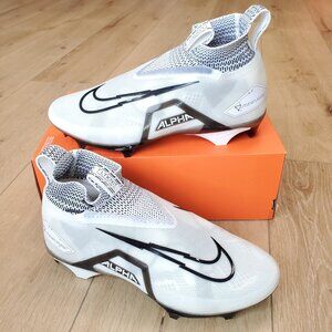 Nike Mens 12 WIDE Alpha Menace Elite 3 Football Cleats White Black DH1350-100
